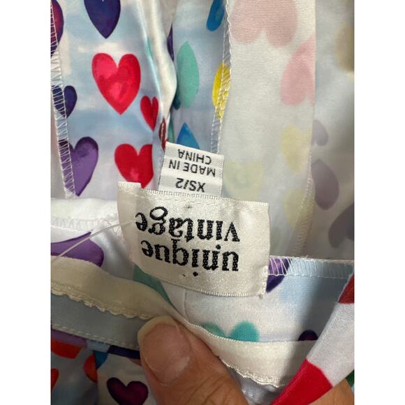 Unique Vintage Peacock Room Rainbow Heart Dress w/Halter Collar SZ 2 (XS) NWT - Picture 5 of 5